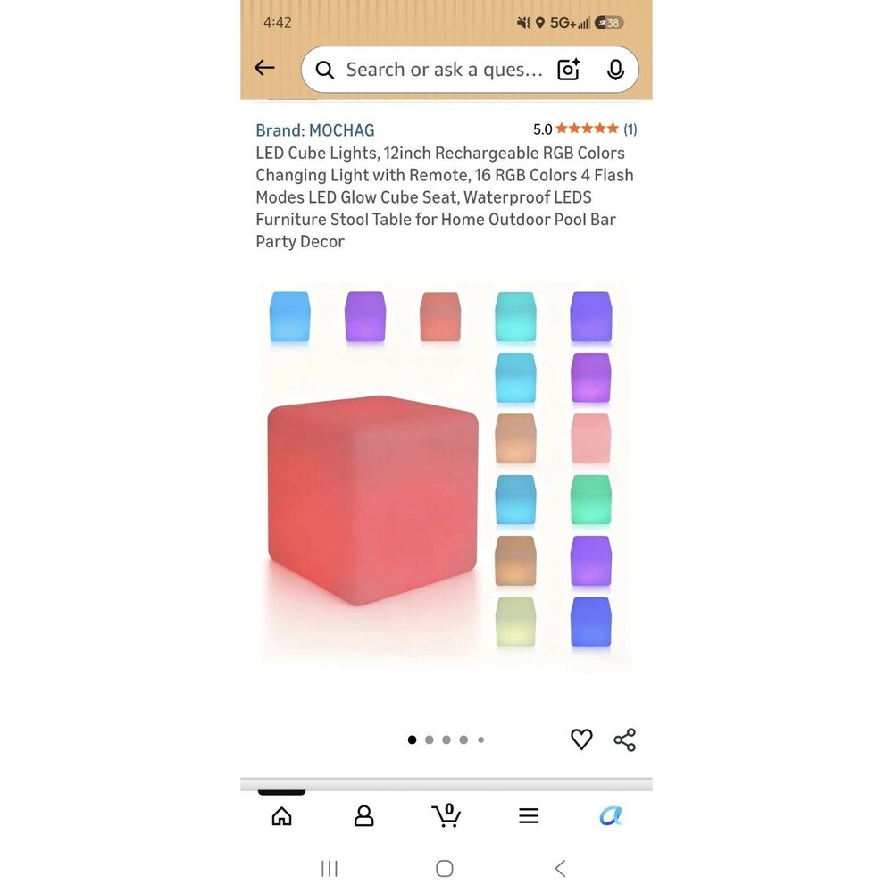 12-Inch Rechargeable LED Light Cube Stool with Remote - Fun Mood Lamp
